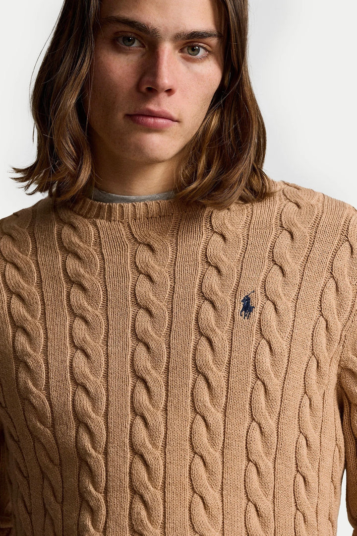 POLO RALPH LAUREN Cable-Knit Cotton Jumper Camel Melange - Dale