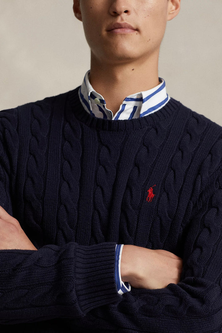 Cable-Knit Cotton Jumper Hunter Navy