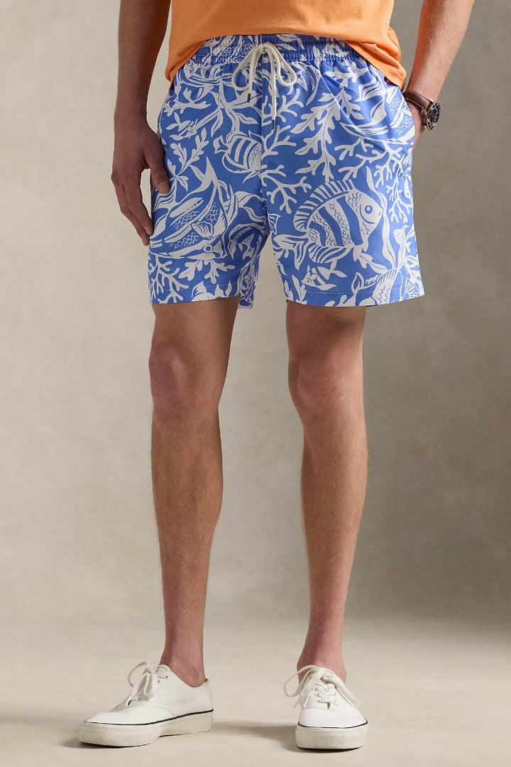 POLO RALPH LAUREN Traveler Classic Swim Trunk Fish Coral Light Blue - Dale