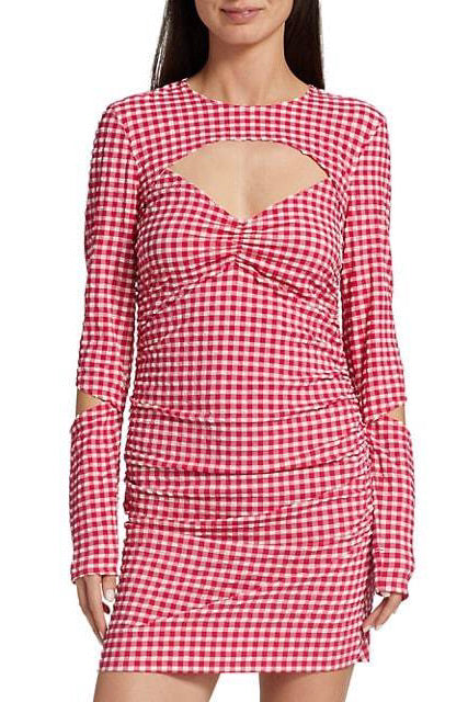 GANNI Stretch Seersucker Cutout Mini Dress - Dale