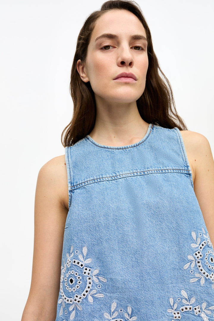 GANNI Broderie Anglaise Denim Top - Dale