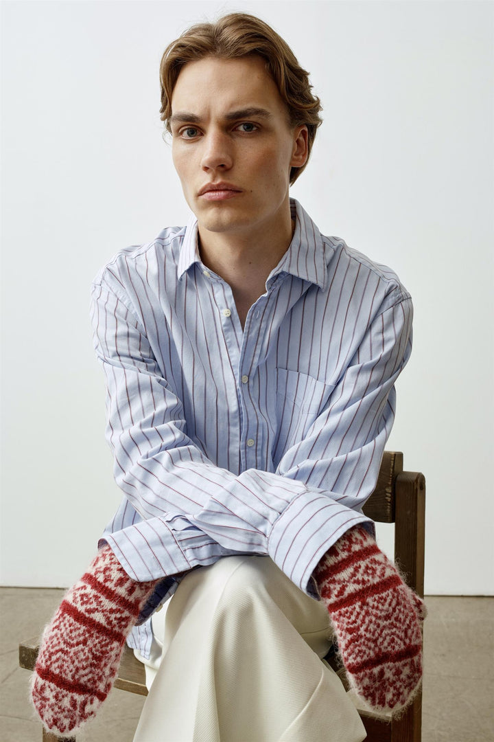 O.A.D O. A. Devold Mittens White/Red - Dale