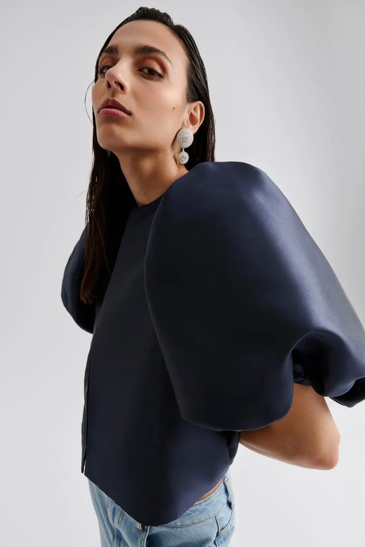 BY MALINA Cleo Pouf Sleeve Blouse Dark Blue - Dale