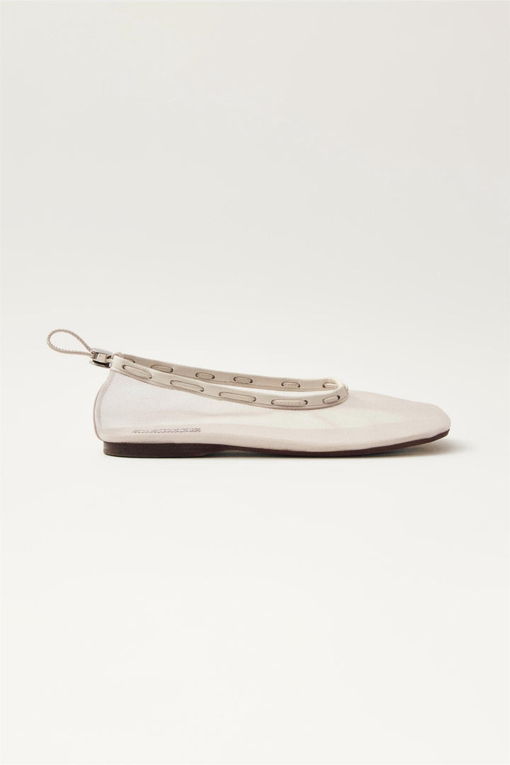 ALOHAS Gill Mesh White Leather Ballet Flats - Dale
