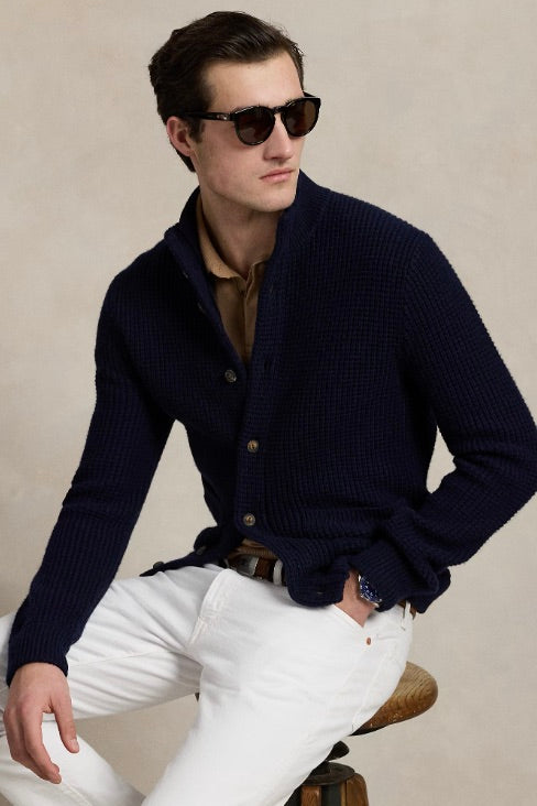 POLO RALPH LAUREN Waffle-Knit Wool-Cotton Cardigan - Dale