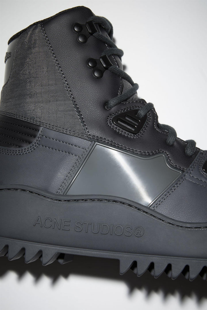 ACNE STUDIOS Leather Lace-Up Ankle Sneakers Multi Anthracite - Dale