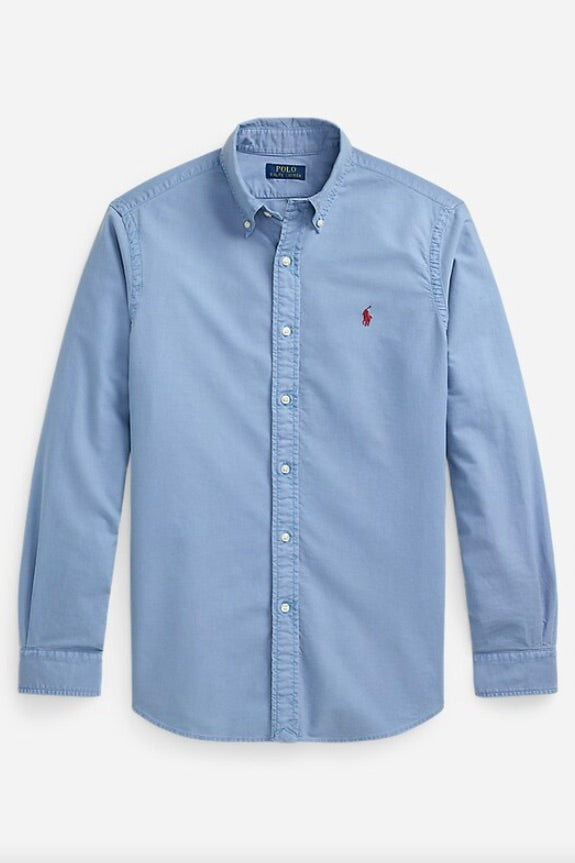 POLO RALPH LAUREN Slim Fit Garment-Dyed Oxford Shirt Channel Blue - Dale
