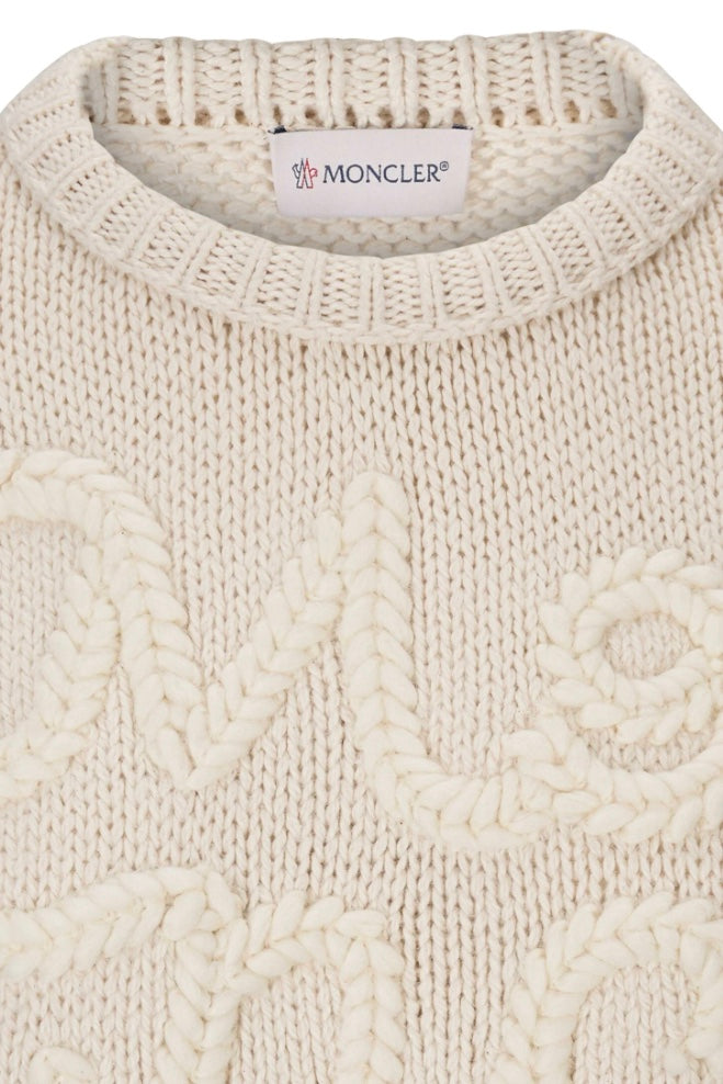 MONCLER Embroidered Logo Cotton Jumper Natural - Dale