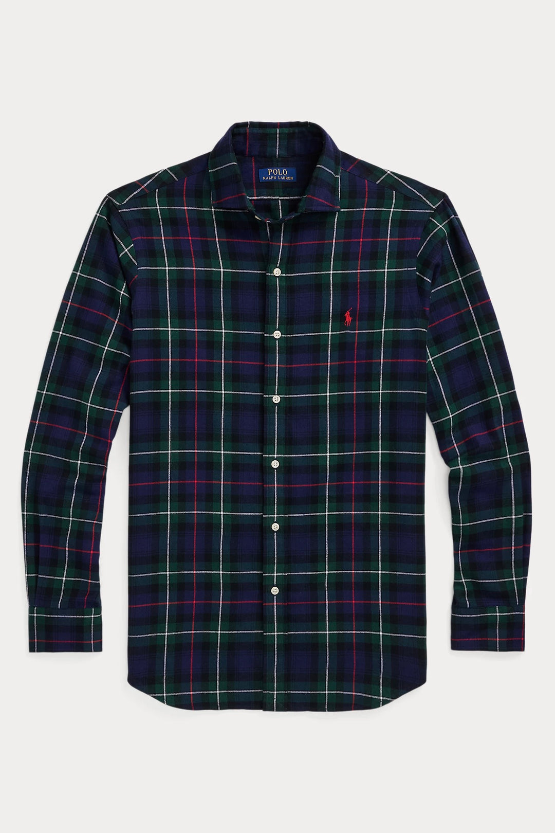 POLO RALPH LAUREN Custom Fit Plaid Twill Shirt Evergreen/Red - Dale