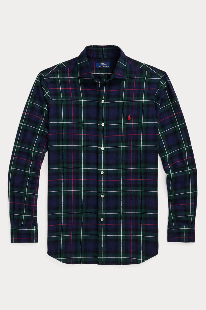 POLO RALPH LAUREN Custom Fit Plaid Twill Shirt Evergreen/Red - Dale
