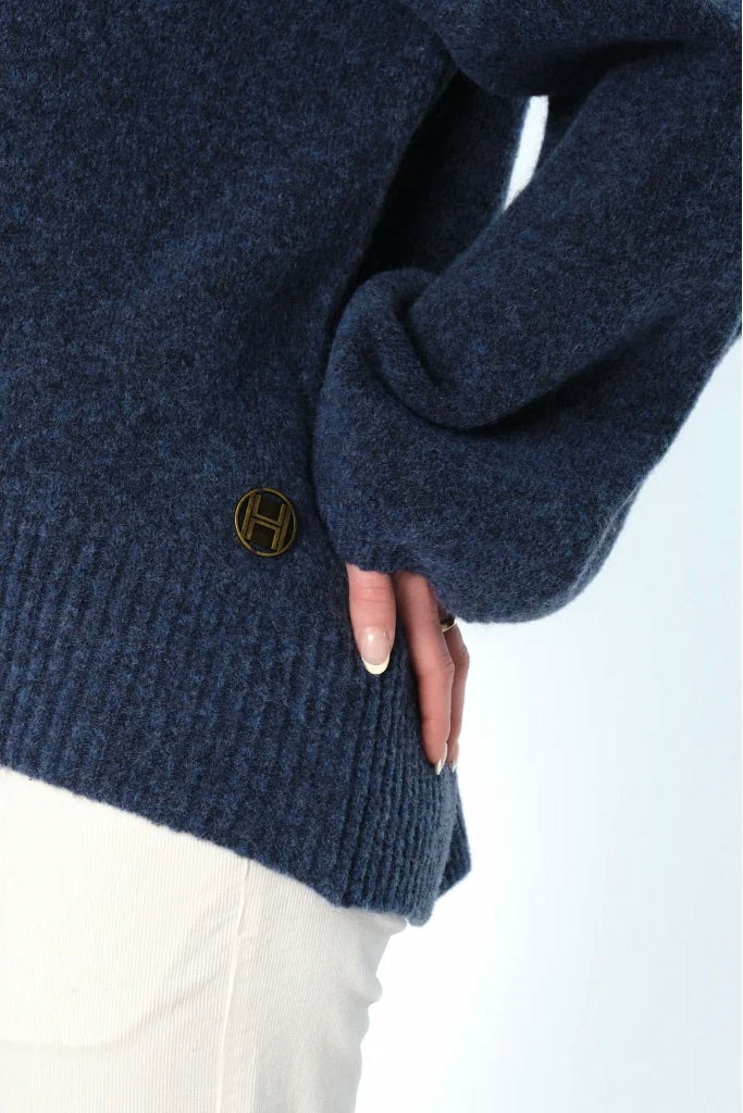 HEST Fam Patch Short Sweater True Navy - Dale