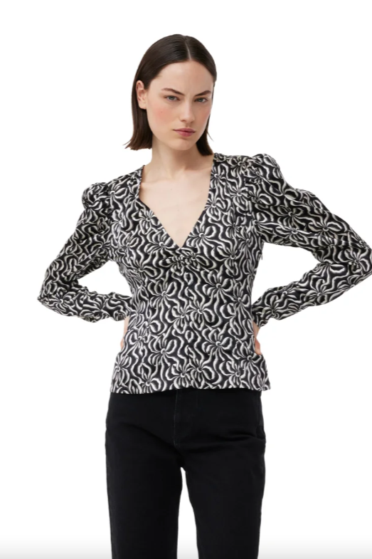 GANNI Silk Stretch Satin Blouse - Dale