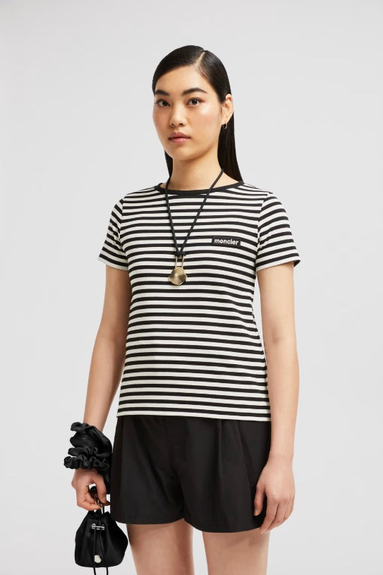 MONCLER Striped Cotton T-Shirt Blue/White Stripe - Dale