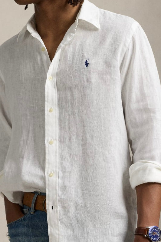 POLO RALPH LAUREN Slim Fit Linen Shirt Ceramic White - Dale