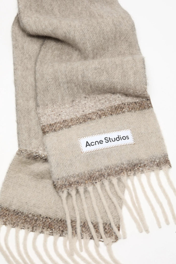ACNE STUDIOS Fringed Scarf Logo Blue/Green - Dale