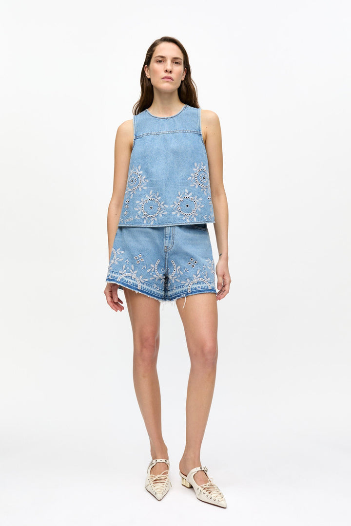 GANNI Broderie Anglaise Denim Top - Dale