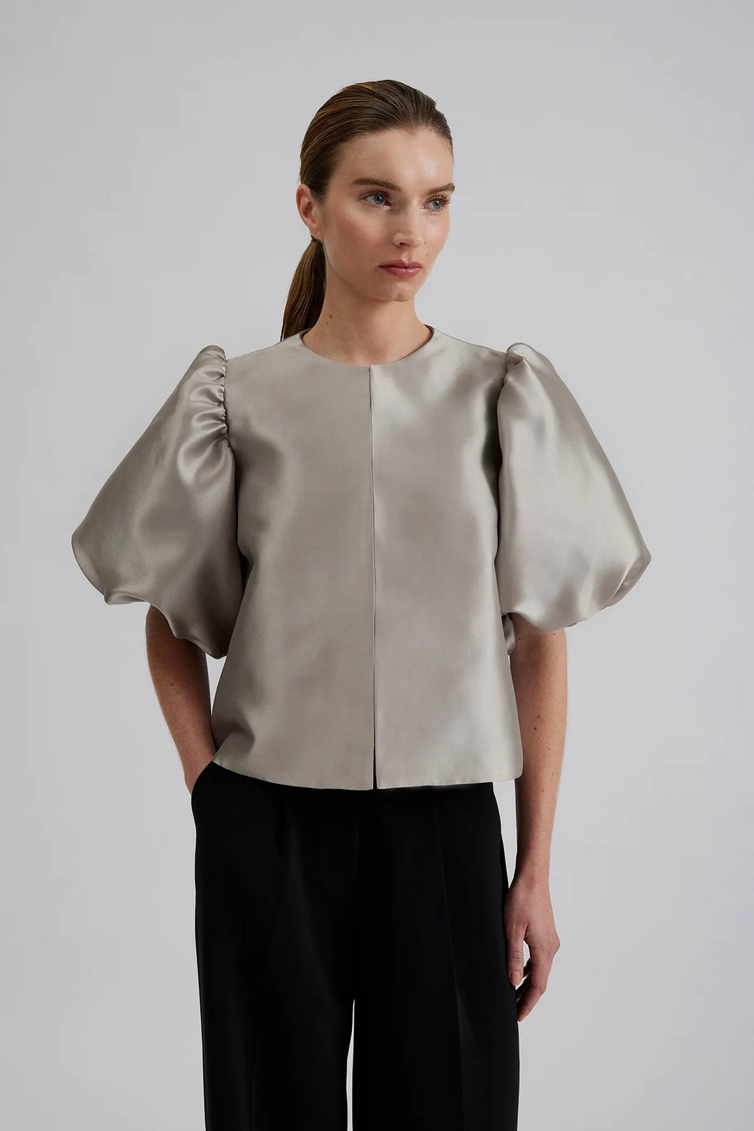 BY MALINA Cleo Pouf Sleeve Blouse Steel Grey - Dale