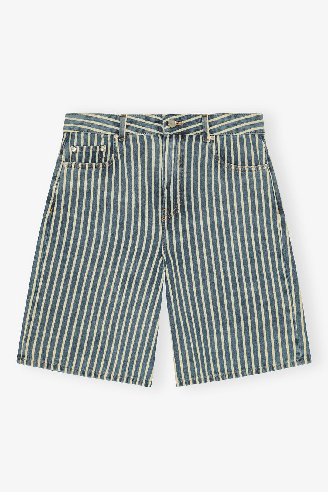 GANNI Striped Denim Shorts - Dale