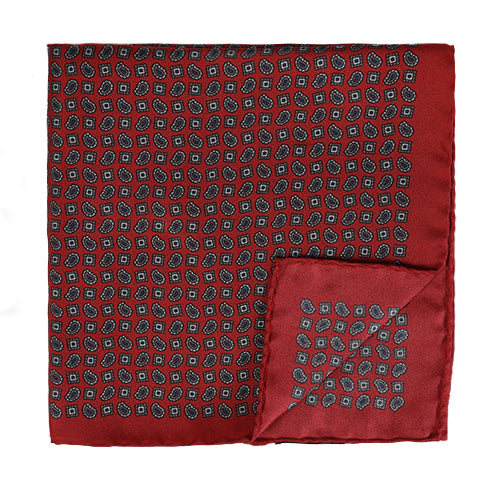 Silk Pocketsquare Red Pattern