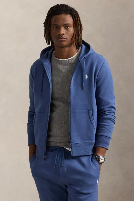 Double-Knit Full-Zip Hoodie Earth Blue – Dale