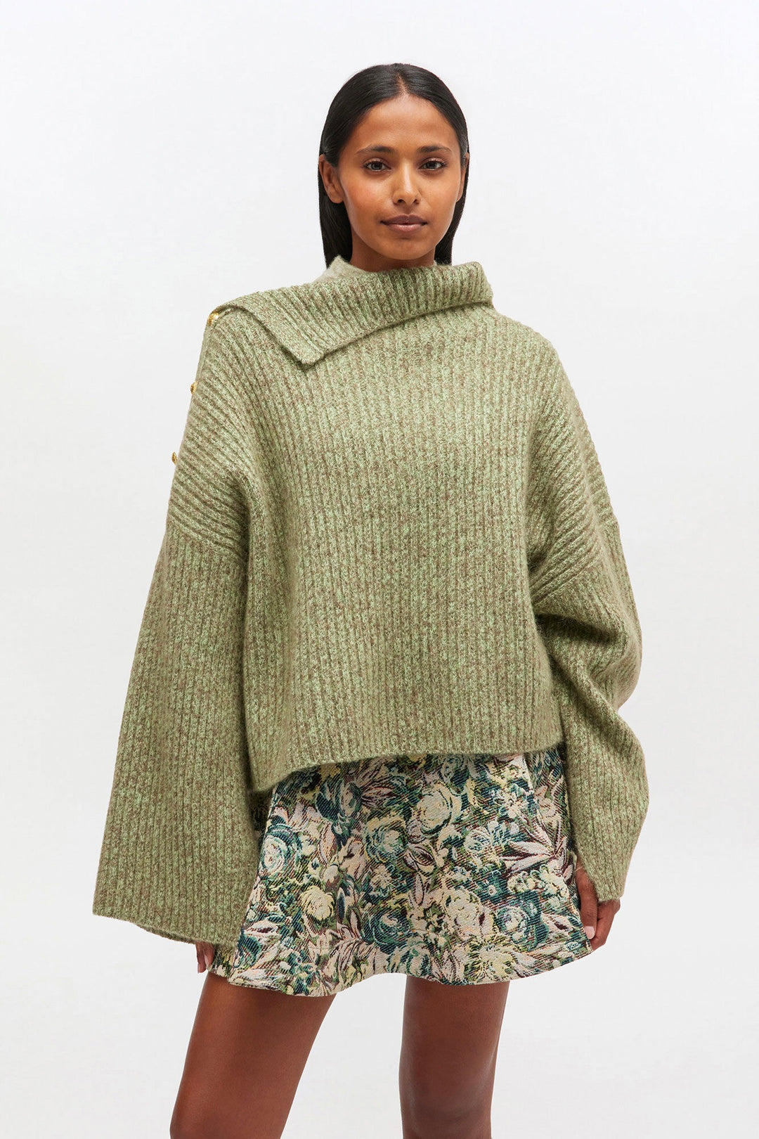 GANNI Melange Brushed Mohair Oversized Sweater - Dale