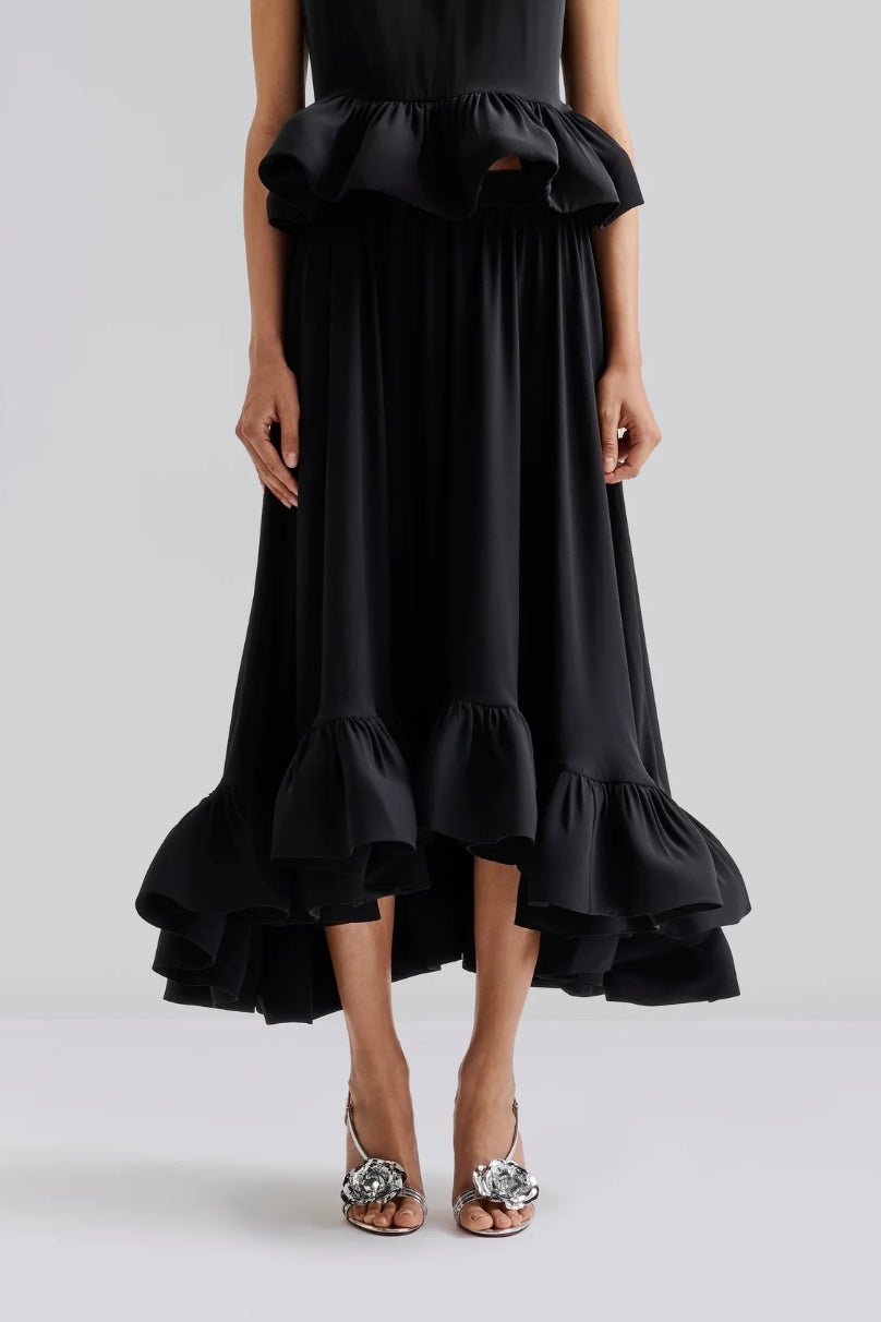 BY MALINA Adriana Frilled Hem Midi Skirt - Dale