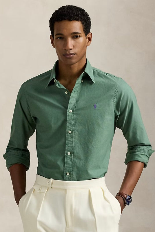 POLO RALPH LAUREN Slim Fit Garment-Dyed Oxford Shirt Fatigue Green - Dale