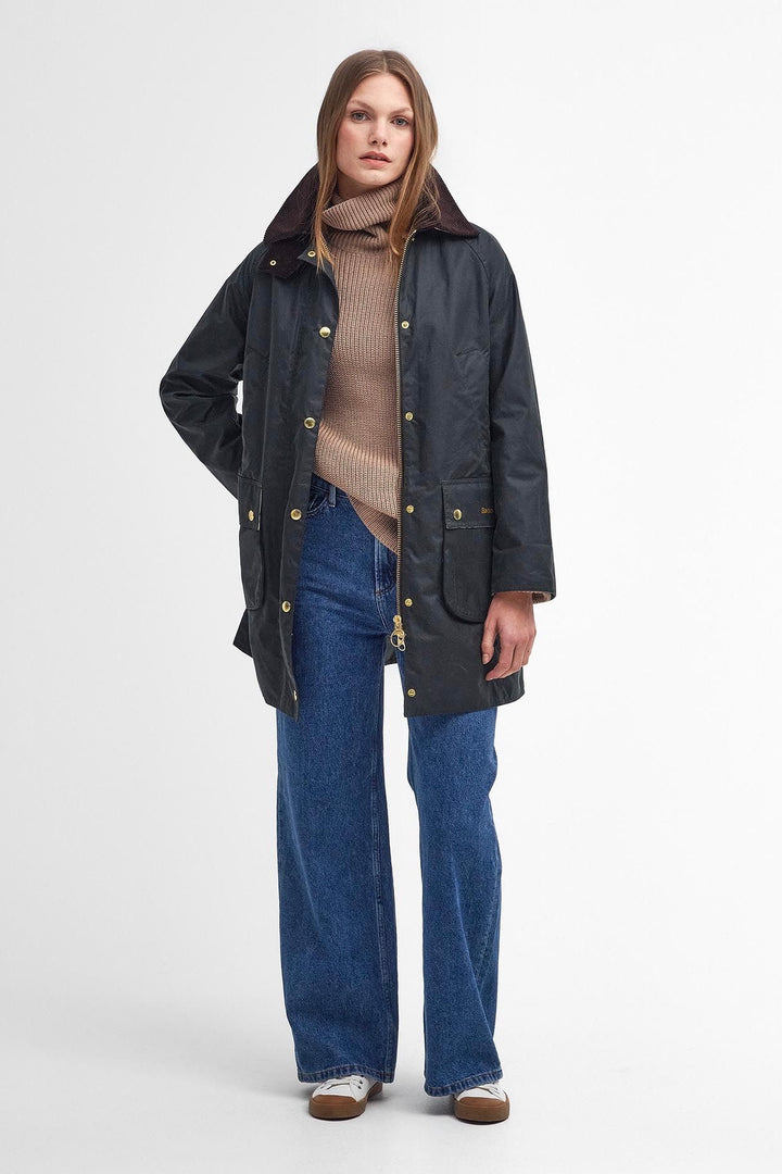 Barbour Long Beadnell Waxed Jacket Sage