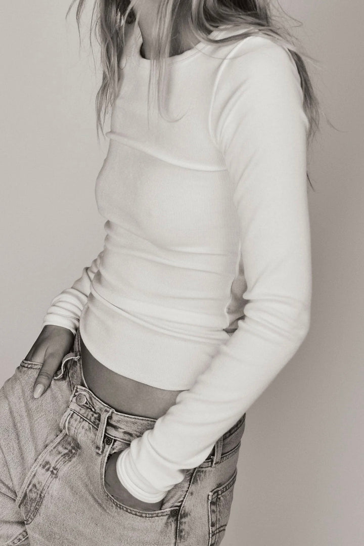 ETERNE Long Sleeve Fitted Top Cream - Dale