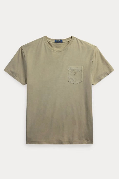 POLO RALPH LAUREN Custom Slim Mineral-Dyed Pocket T-Shirt New Olive - Dale