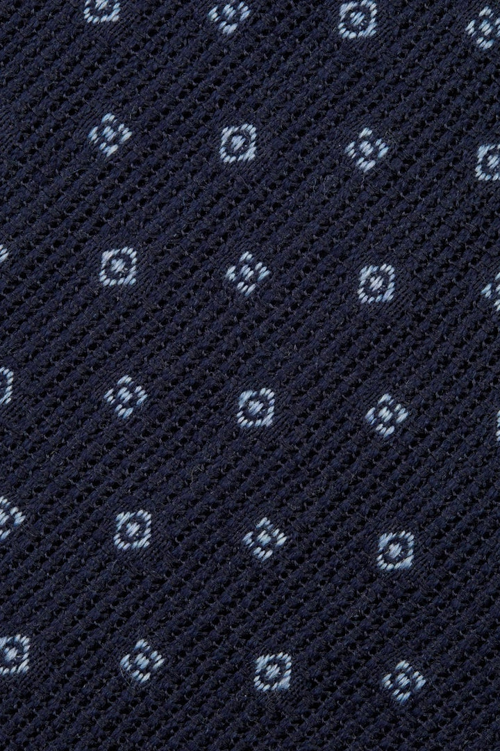 OSCAR JACOBSON Wool Silk Tie Dark Blue - Dale