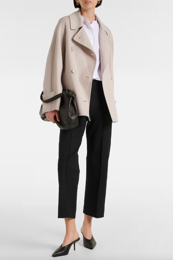 MAX MARA Louis Short Wool Trench Coat Ecru - Dale