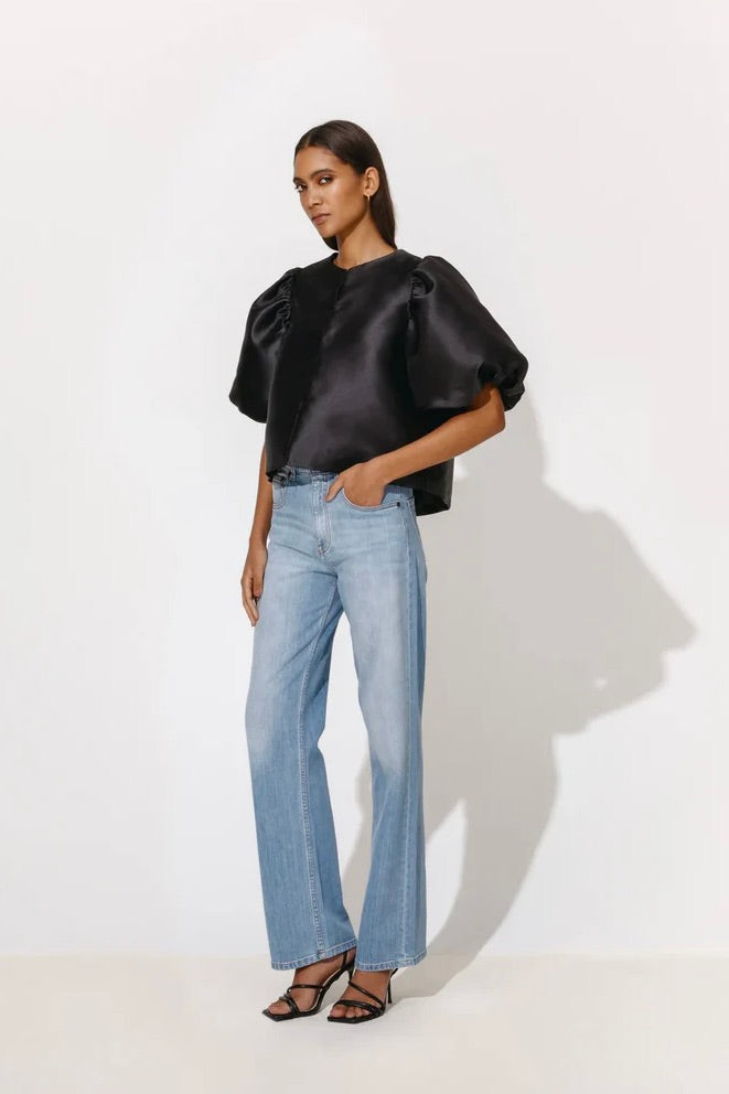 BY MALINA Cleo Pouf Sleeve Blouse Black - Dale