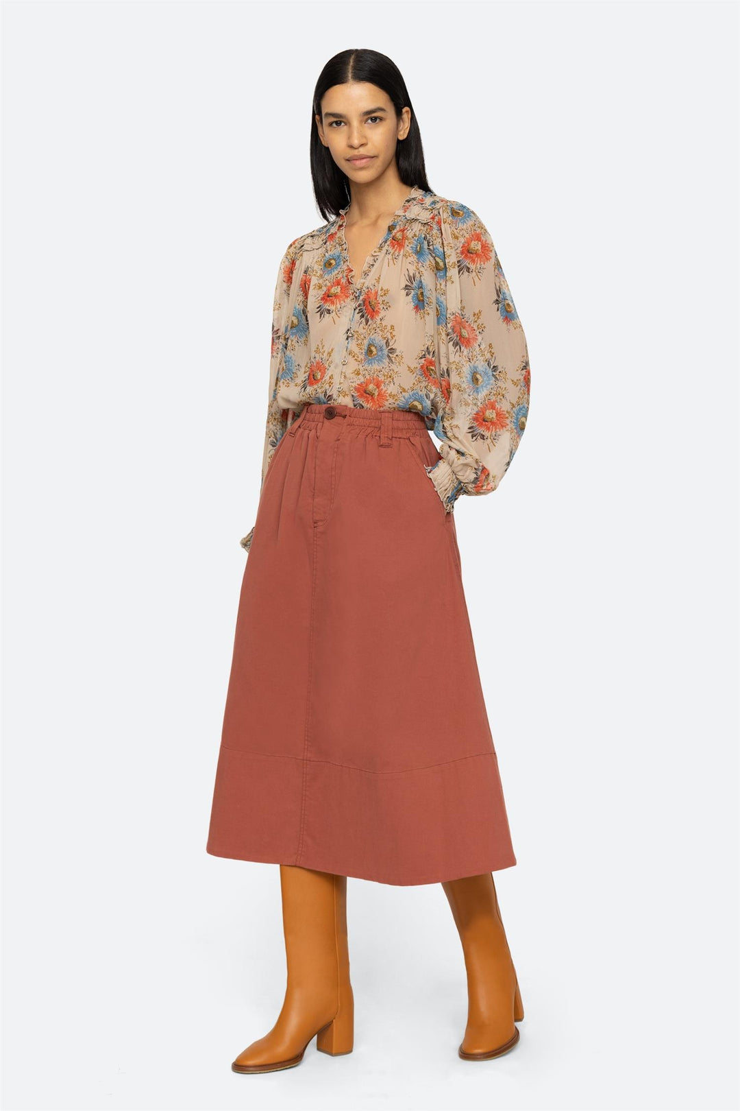 SEA NEW YORK ROANNE V-NECK BUTTON DOWN SHIRT - Dale
