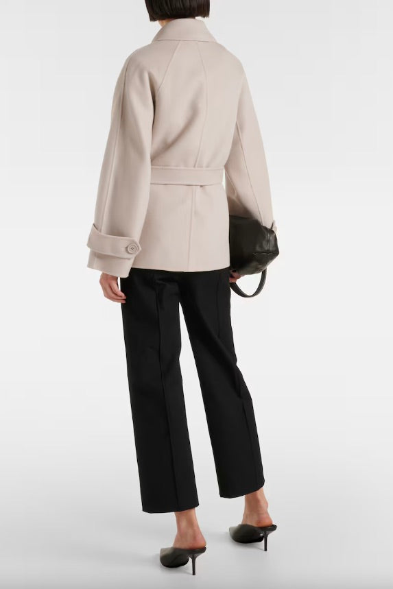 MAX MARA Louis Short Wool Trench Coat Ecru - Dale