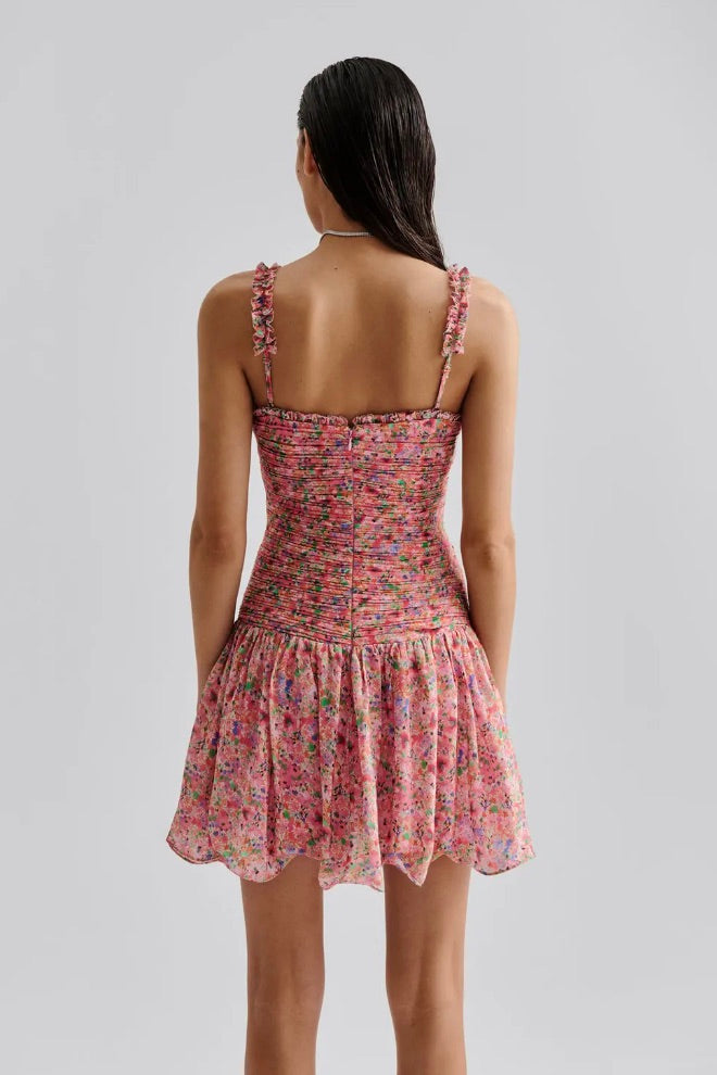 BY MALINA Lemonia Strappy Pleated Mini Dress - Dale