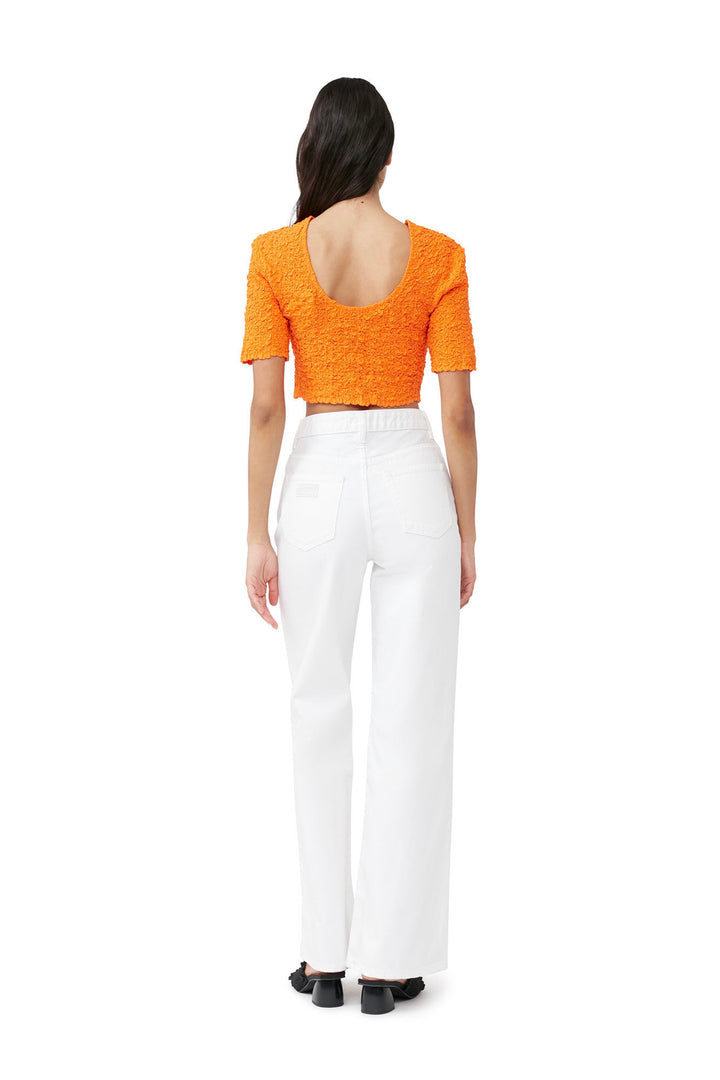 GANNI - Cotton Poplin O-neck Cropped Smock Top - Dale
