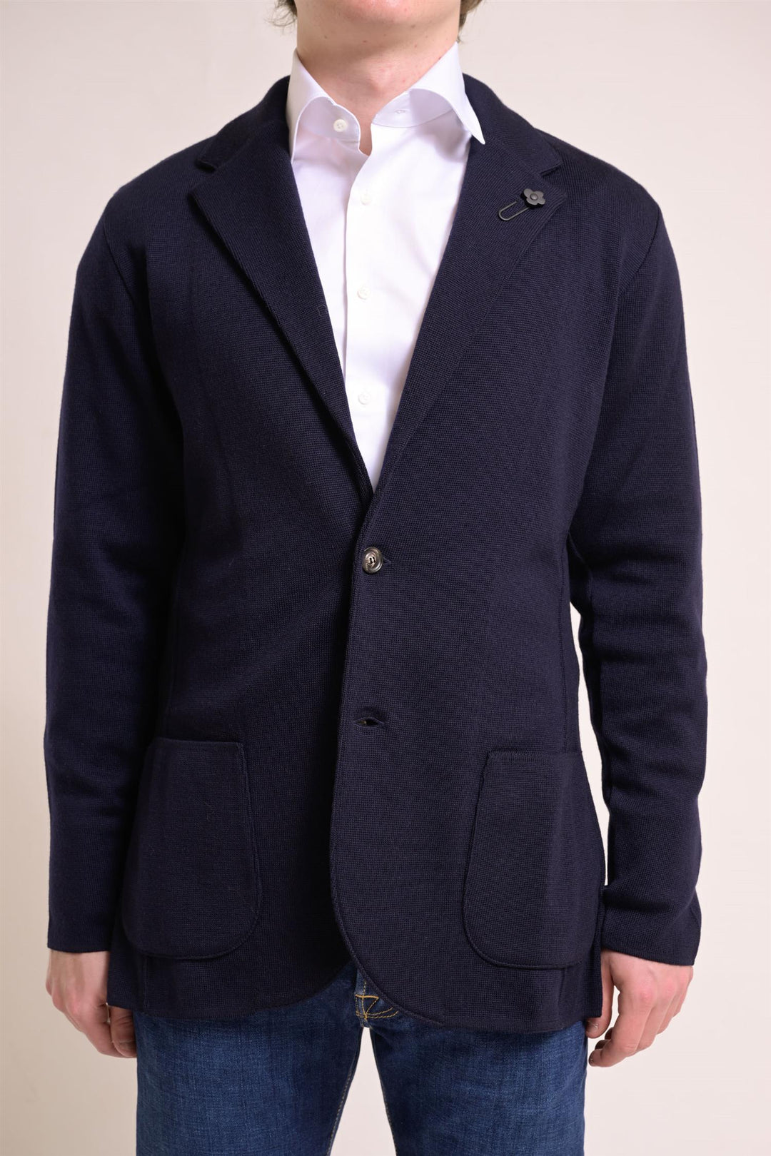 LARDINI Knitted Jacket Navy - Dale