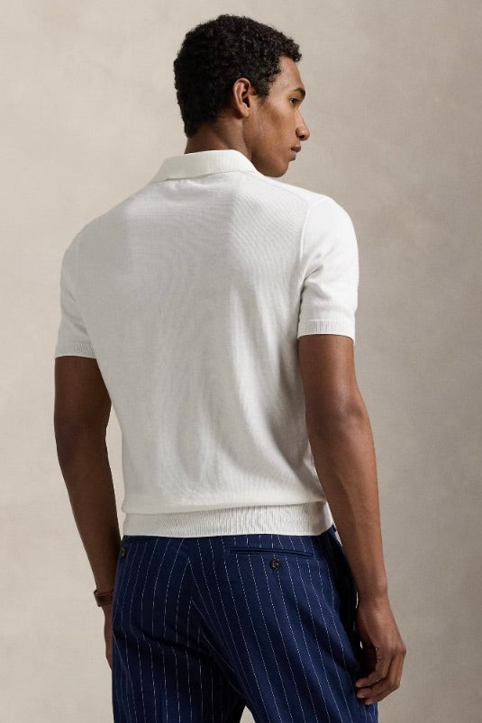 POLO RALPH LAUREN Cotton Polo-Collar Jumper Deckwash White - Dale