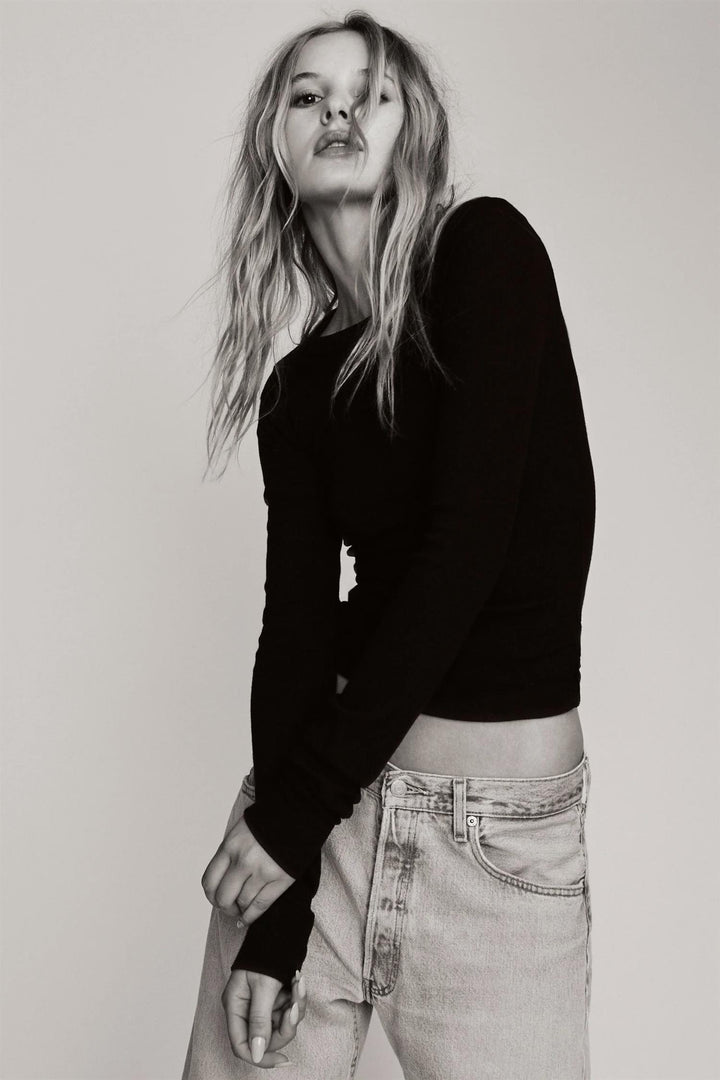 ETERNE Long Sleeve Fitted Top Black - Dale