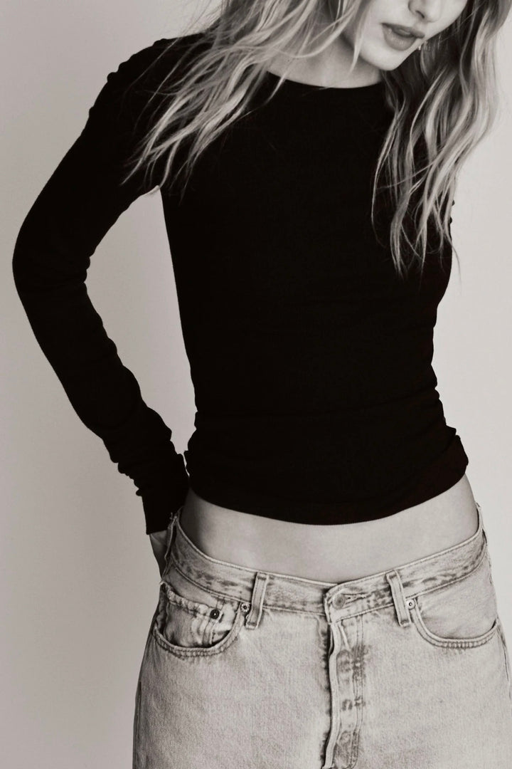 ETERNE Long Sleeve Fitted Top Black - Dale