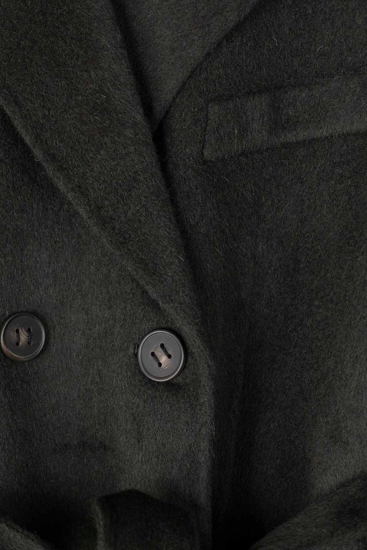 ACNE STUDIOS Double-breasted Belted Coat Charcoal Grey - Dale