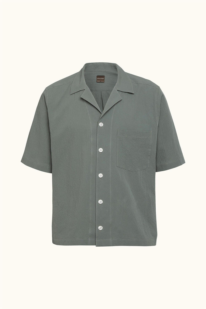 OSCAR JACOBSON Reg Fit Cuban SS Seersucker Shirt - Dale