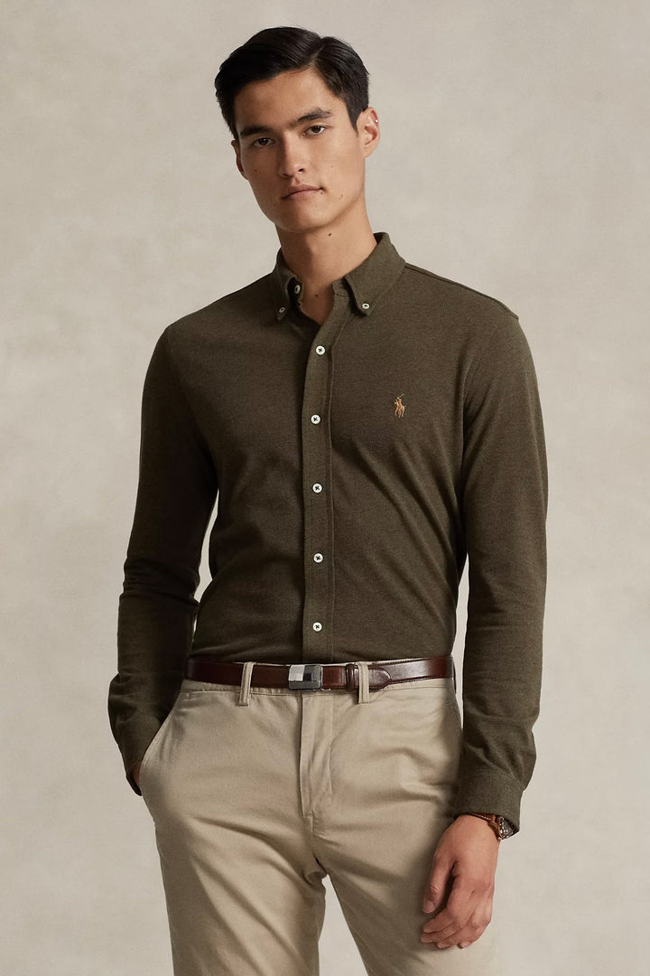 POLO RALPH LAUREN Featherweight Mesh Shirt Olive Heather - Dale