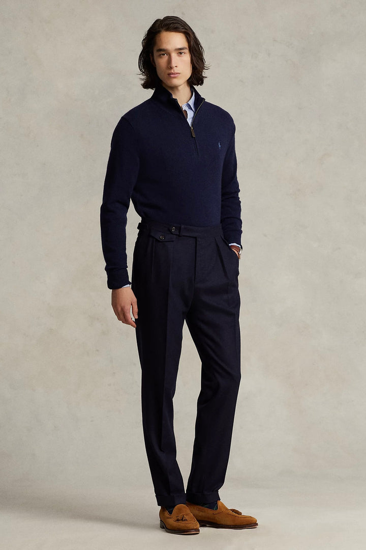 POLO RALPH LAUREN Wool Quarter-Zip Jumper Hunter Navy - Dale