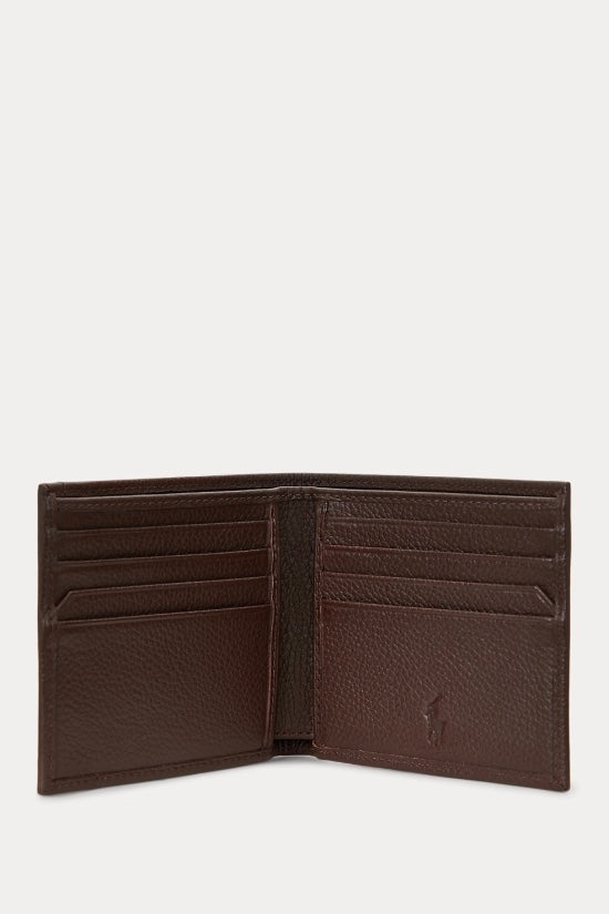 POLO RALPH LAUREN Pebbled Leather Wallet Dark Brown - Dale