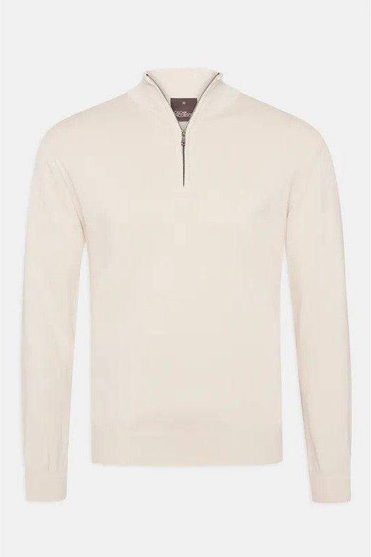 OSCAR JACOBSON Pat Half Zip L-S Creme White - Dale
