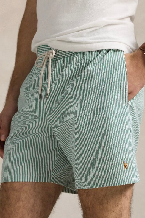 POLO RALPH LAUREN Traveller Swimming Trunk Raft Green Seersucker - Dale
