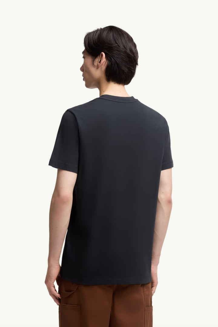 MONCLER Flocked Logo Cotton T-Shirt Night Blue - Dale