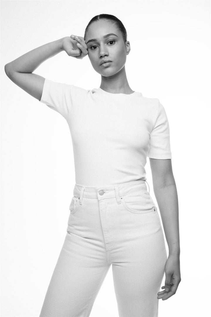 CAMILLA PIHL DENIM PIPPA RIB TEE ECRU - Dale